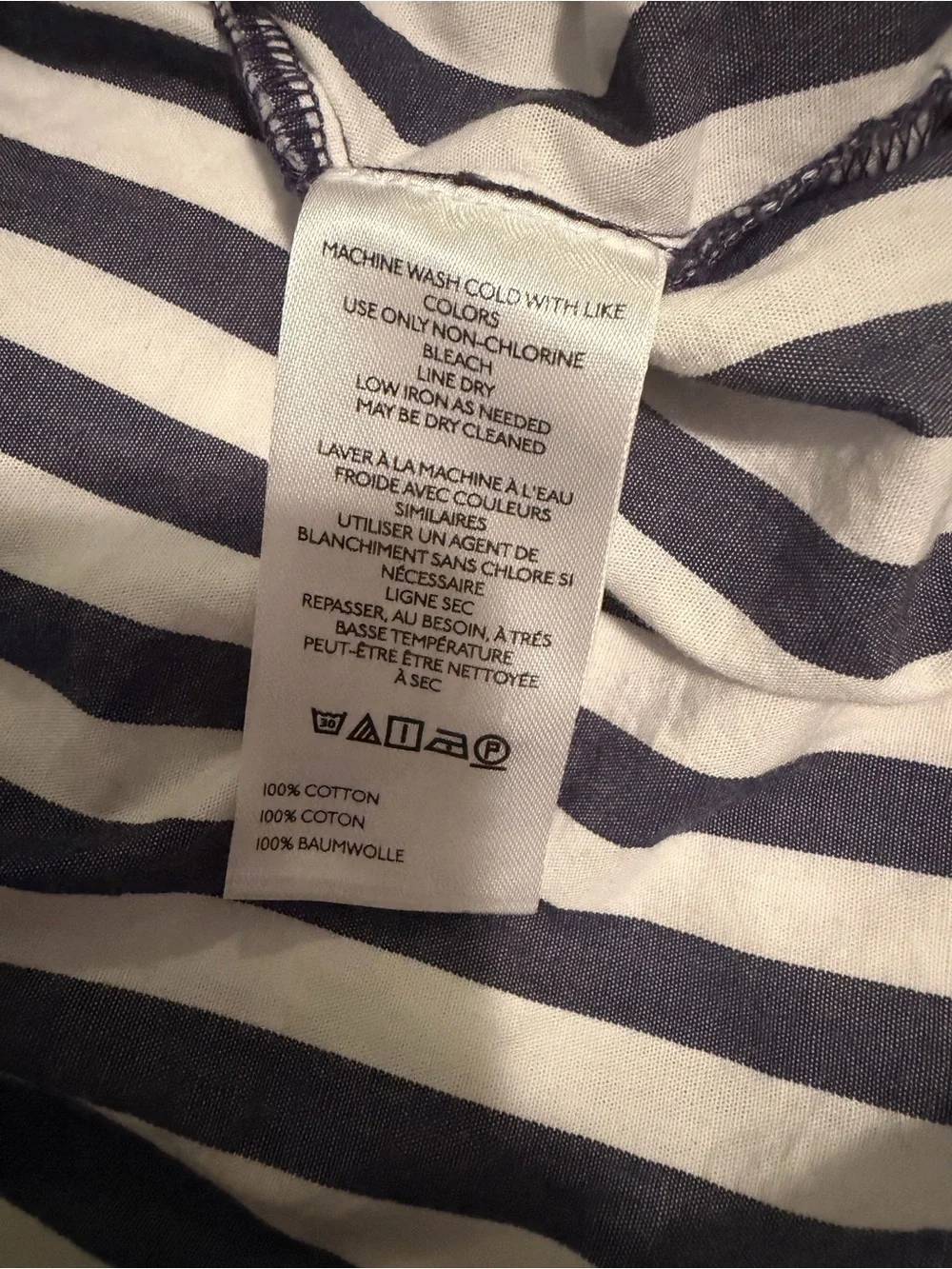 Anthropologie Darcey Navy&White Striped V-Neck Puff Sleeve Top MEDIUM